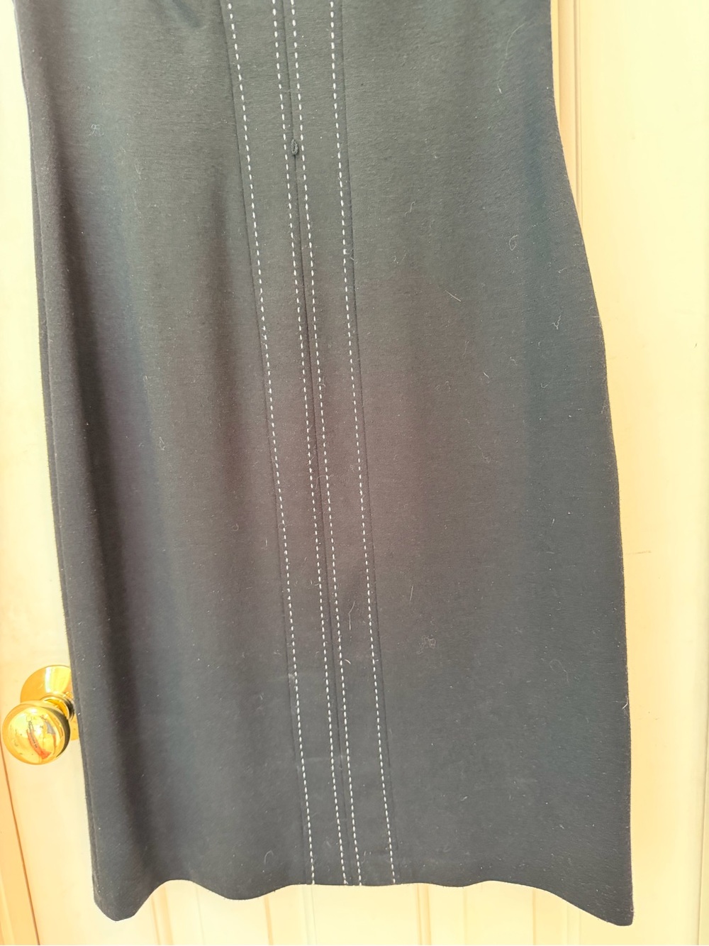 Signature by Sangia Black Cap-Sleeve Sheath Dress, Contrast White Stitching Sz 8 - Picture 4 of 12